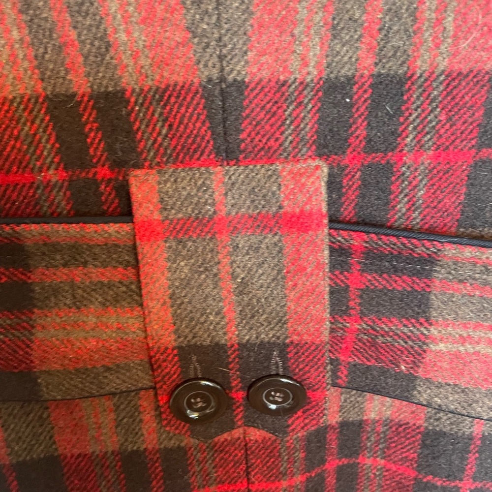 Vintage Plaid Women’s Wool Blend Button Down Trench Style Cost Size Small Fall - Picture 12 of 12